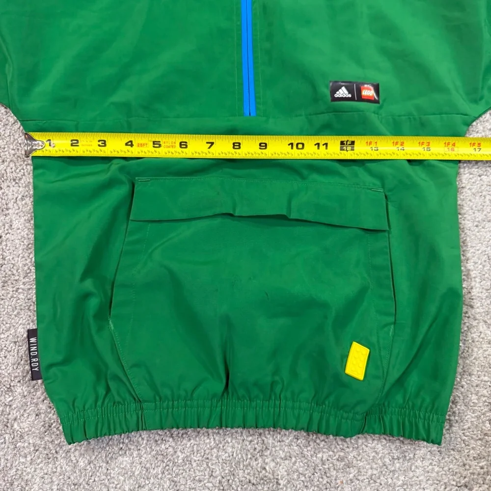 Adidas x LEGO Windbreaker Anorak Boys XS Green Blue WIND.RDY Jacket Quarter Zip - Picture 8 of 10